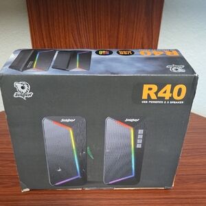 R40 Black Portable Speaker with LED Accents